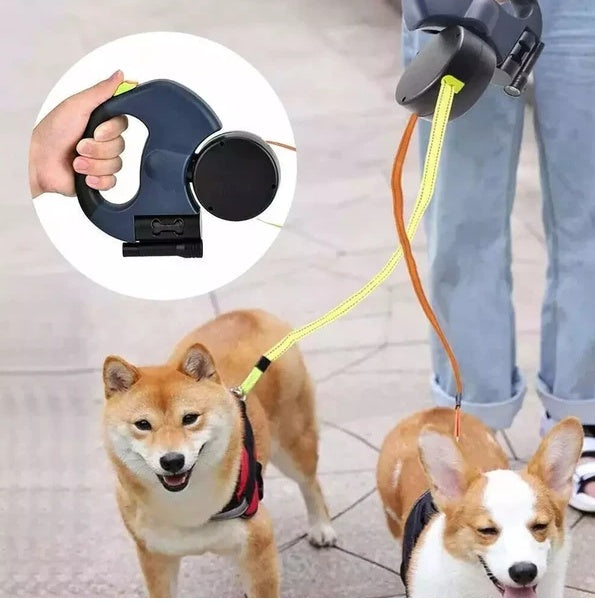 Retractable Reflective Lead 360 Swivel Double Leash